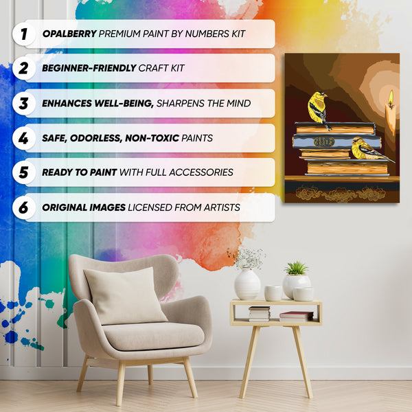Opalberry Paint by Numbers for Adults - Number Painting Kit with Framed Canvas - DIY Painting by Numbers - 16x20in Acrylic DIY Oil Painting: Summer Reading by Jhenna Quinn Lewis