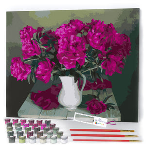 Paint by Numbers 16x20" Framed Canvas for Adults - Purple Peonies