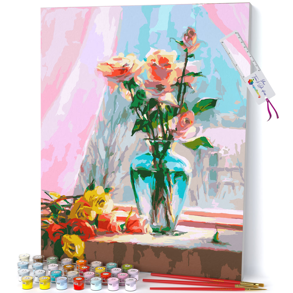 Ledg Paint by Numbers Kit for Adults - Sweet Petunias 16 x 20 Framed  Painting