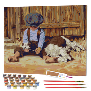 Wooden Framed Paint By Numbers Kit For Adults DIY Oil Painting - (16 by 20  Inch) - Dog Series (Abstract Col…