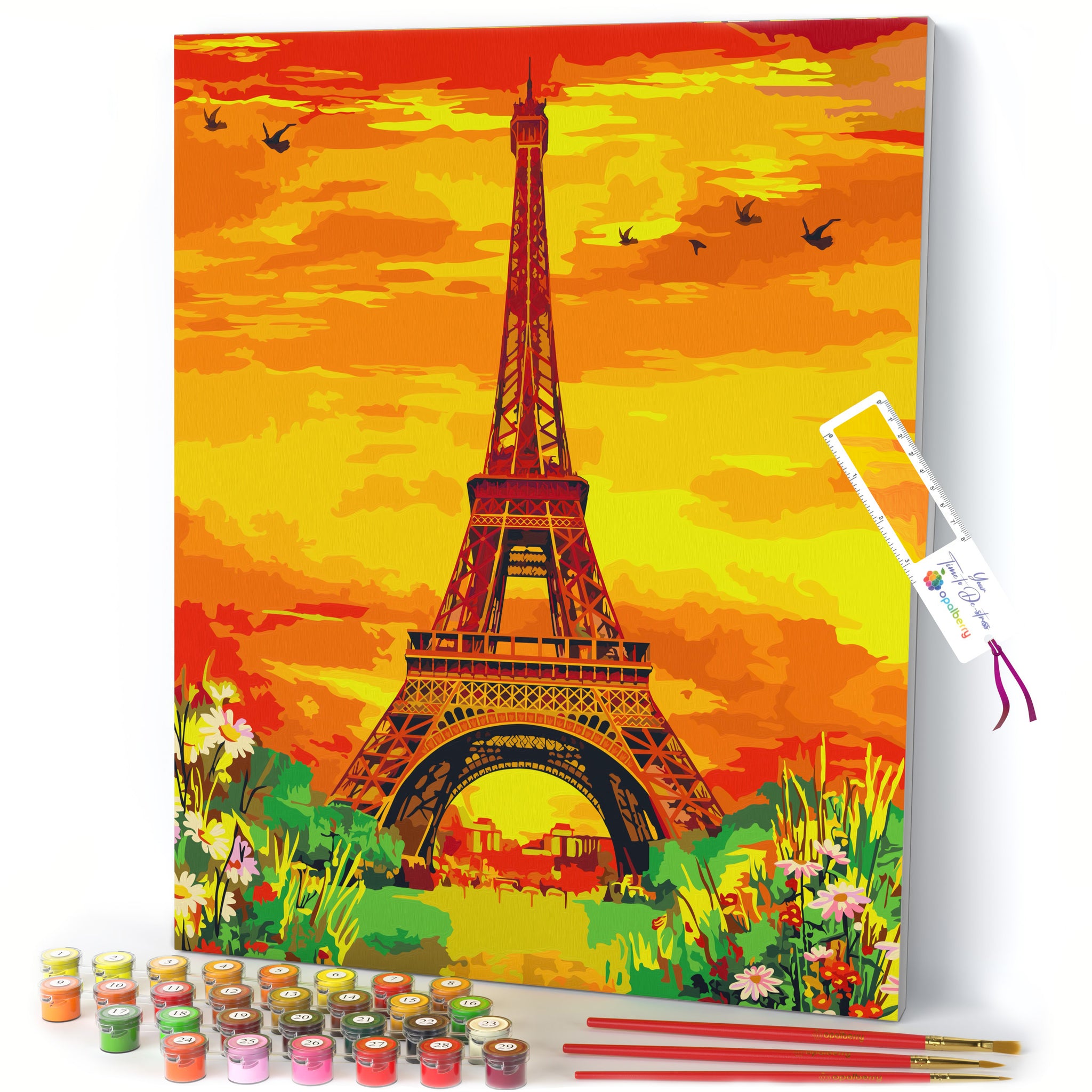 Paint by Numbers 16x20" Framed Canvas for Adults - Eiffel Tower