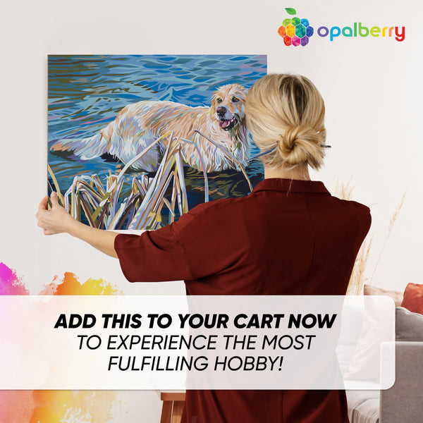 Opalberry Paint by Numbers for Adults - Number Painting Kit with Framed Canvas - DIY Painting by Numbers - 16x20in Acrylic DIY Oil Painting: Kelly McNeil's Golden Retriever