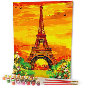 Paint by Numbers 16x20" Wrinkle-Free Rolled Canvas for Adults - Eiffel Tower