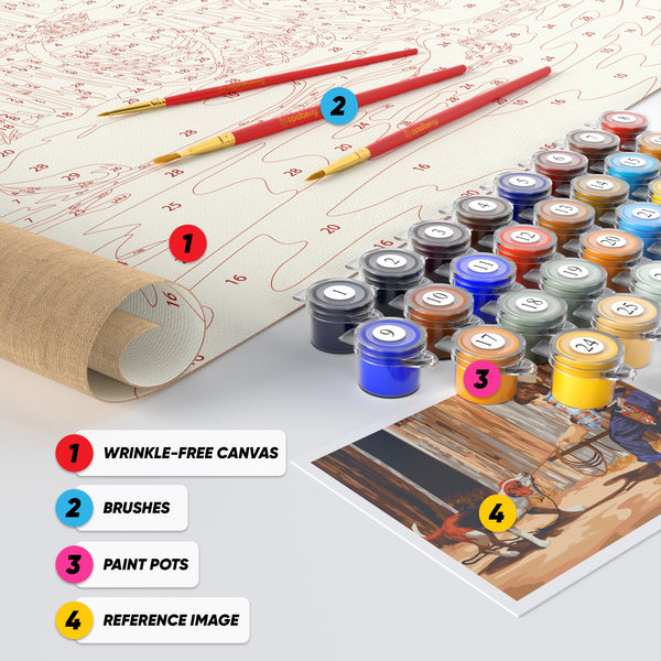 Opalberry Paint by Numbers for Adults - Number Painting Kit with Rolled Canvas - DIY Painting by Numbers - 16x20in Acrylic DIY Oil Painting: Jim Daly's Just a Cowboy Buckaroo
