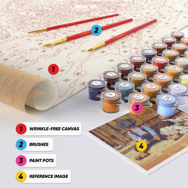 Opalberry Paint by Numbers for Adults - Number Painting Kit with Rolled Canvas - DIY Painting by Numbers - 16x20in Acrylic DIY Oil Painting: Jim Daly's In the Dog House