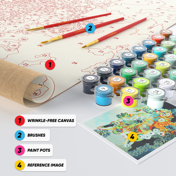 Opalberry Paint by Numbers for Adults - Number Painting Kit with Rolled Canvas - DIY Painting by Numbers - 16x20in Acrylic DIY Oil Painting: Jennifer Lommers' Contemplating Pearls