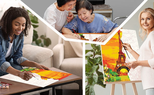 Paint by Numbers 16x20" Wrinkle-Free Rolled Canvas for Adults - Eiffel Tower