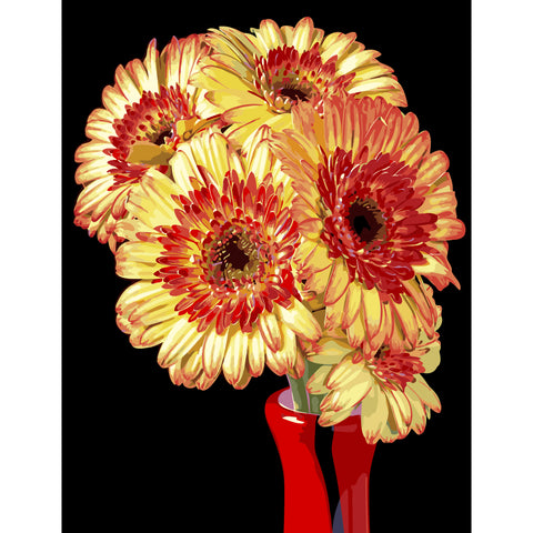 Paint by Numbers 16x20" Wrinkle-Free Rolled Canvas for Adults - Yellow Gerbera Blooms